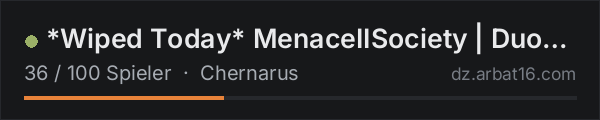 *Wiped Today* MenaceIISociety | Duos | 1PP | Keys | Hacked Crat in der DayZ-Serverliste von AR16