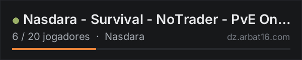 Nasdara - Survival - NoTrader - PvE Only ! na lista de servidores de DayZ da AR16