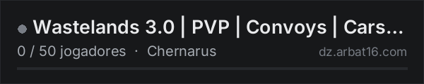 Wastelands 3.0 | PVP | Convoys | Cars+ | Guns+ | Gear+ na lista de servidores de DayZ da AR16