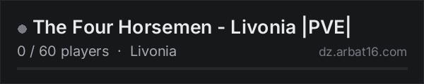 The Four Horsemen - Livonia |PVE| on the AR16 DayZ server list