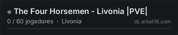 The Four Horsemen - Livonia |PVE| na lista de servidores de DayZ da AR16
