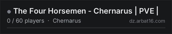 The Four Horsemen - Chernarus | PVE | on the AR16 DayZ server list
