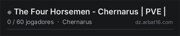 The Four Horsemen - Chernarus | PVE | na lista de servidores de DayZ da AR16