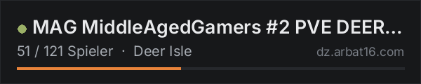 MAG MiddleAgedGamers #2 PVE DEER|FRESH-WIPED 15 OCT in der DayZ-Serverliste von AR16