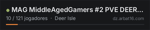MAG MiddleAgedGamers #2 PVE DEER|FRESH-WIPED 15 OCT na lista de servidores de DayZ da AR16