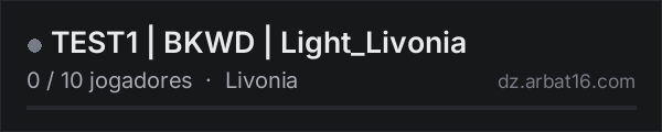 TEST1 | BKWD | Light_Livonia na lista de servidores de DayZ da AR16