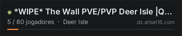 *WIPE* The Wall PVE/PVP Deer Isle |Quests|KOTH|Missions|Ai|AirD na lista de servidores de DayZ da AR16