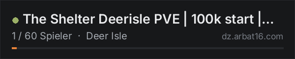 The Shelter Deerisle PVE | 100k start | Wiped 8/21 in der DayZ-Serverliste von AR16