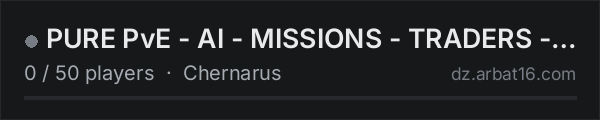 PURE PvE - AI - MISSIONS - TRADERS - NEW_SERVER on the AR16 DayZ server list