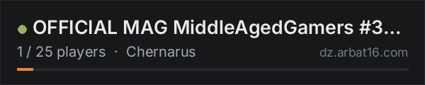 OFFICIAL MAG MiddleAgedGamers #3 Vanilla+ on the AR16 DayZ server list