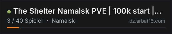 The Shelter Namalsk PVE | 100k start | Wiped 8/21 in der DayZ-Serverliste von AR16