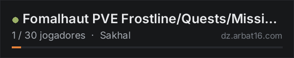 Fomalhaut PVE Frostline/Quests/Missions/NoStalker/Start500k na lista de servidores de DayZ da AR16