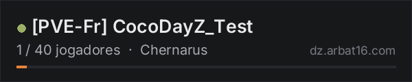 PVE-Fr CocoDayZ_Test na lista de servidores de DayZ da AR16
