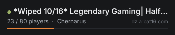 *Wiped 10/16* Legendary Gaming| Half PvP PvE|A6 weapons|6man|He on the AR16 DayZ server list