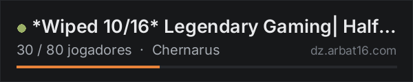 *Wiped 10/16* Legendary Gaming| Half PvP PvE|A6 weapons|6man|He na lista de servidores de DayZ da AR16