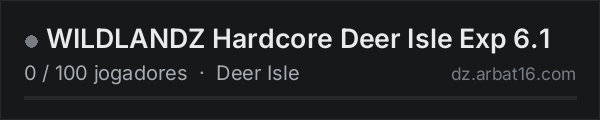 WILDLANDZ Hardcore Deer Isle Exp 6.1 na lista de servidores de DayZ da AR16