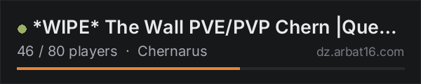 *WIPE* The Wall PVE/PVP Chern |Quests|KOTH|Missions|Ai|AirDrops on the AR16 DayZ server list