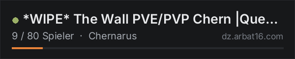 *WIPE* The Wall PVE/PVP Chern |Quests|KOTH|Missions|Ai|AirDrops in der DayZ-Serverliste von AR16