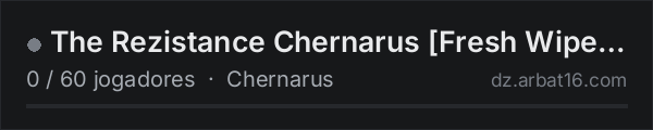 The Rezistance Chernarus [Fresh Wipe. Custom Mods. Vanilla+ ] na lista de servidores de DayZ da AR16