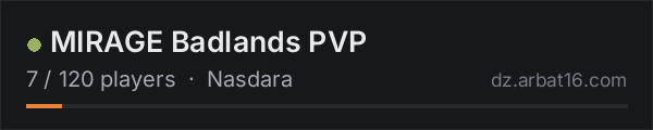 MIRAGE Badlands PVP on the AR16 DayZ server list