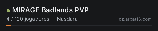 MIRAGE Badlands PVP na lista de servidores de DayZ da AR16