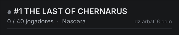 #1 THE LAST OF CHERNARUS na lista de servidores de DayZ da AR16