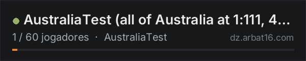 AustraliaTest (all of Australia at 1:111, 40.96 km) na lista de servidores de DayZ da AR16