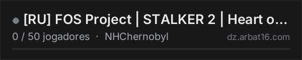 [RU] FOS Project | STALKER 2 | Heart of Zone | RP na lista de servidores de DayZ da AR16