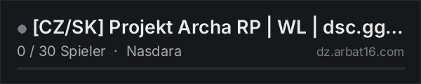 [CZ/SK] Projekt Archa RP | WL | dsc.gg/parp in der DayZ-Serverliste von AR16