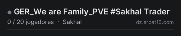 GER_We are Family_PVE #Sakhal Trader na lista de servidores de DayZ da AR16