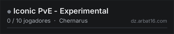 Iconic PvE - Experimental na lista de servidores de DayZ da AR16