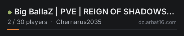 Big BallaZ | PVE | REIGN OF SHADOWS | HARDCORE on the AR16 DayZ server list