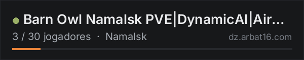 Barn Owl Namalsk PVE|DynamicAI|Airdrops|No Trader na lista de servidores de DayZ da AR16