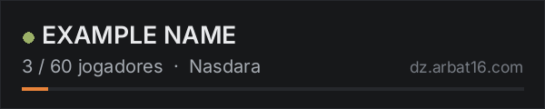 EXAMPLE NAME na lista de servidores de DayZ da AR16