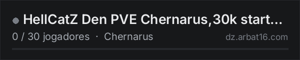 HellCatZ Den PVE Chernarus,30k start Helis Cars Discord na lista de servidores de DayZ da AR16