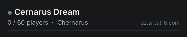 Cernarus Dream on the AR16 DayZ server list