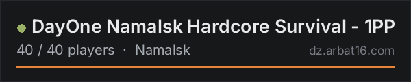 DayOne Namalsk Hardcore Survival - 1PP on the AR16 DayZ server list