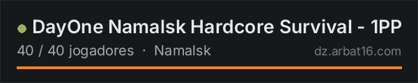 DayOne Namalsk Hardcore Survival - 1PP na lista de servidores de DayZ da AR16