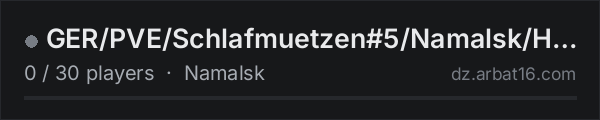 GER/PVE/Schlafmuetzen#5/Namalsk/Hardcore on the AR16 DayZ server list