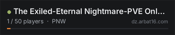 The Exiled-Eternal Nightmare-PVE Only-NO KOS-$5k Start on the AR16 DayZ server list