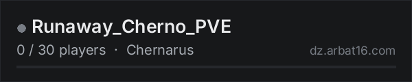 Runaway_Cherno_PVE on the AR16 DayZ server list