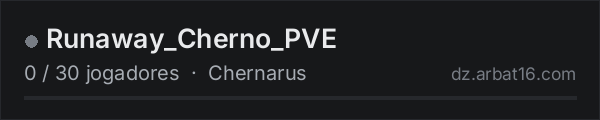 Runaway_Cherno_PVE na lista de servidores de DayZ da AR16