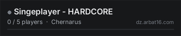 Singeplayer - HARDCORE on the AR16 DayZ server list