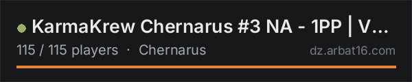 KarmaKrew Chernarus #3 NA - 1PP | VANILLA + MODS on the AR16 DayZ server list