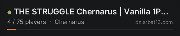 THE STRUGGLE Chernarus | Vanilla 1PP | discord.gg/thestruggle on the AR16 DayZ server list