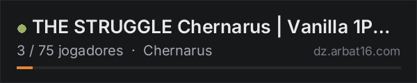THE STRUGGLE Chernarus | Vanilla 1PP | discord.gg/thestruggle na lista de servidores de DayZ da AR16