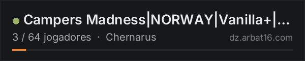 Campers Madness|NORWAY|Vanilla+|5xLoot|FastNight|Heli|Unlimited na lista de servidores de DayZ da AR16