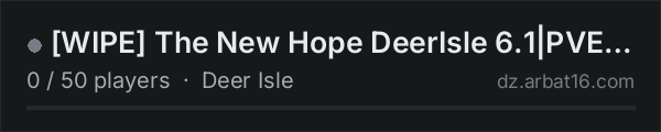 [WIPE] The New Hope DeerIsle 6.1|PVE/PVP|Loot+|Quests|Trader|Pl on the AR16 DayZ server list