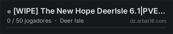 [WIPE] The New Hope DeerIsle 6.1|PVE/PVP|Loot+|Quests|Trader|Pl na lista de servidores de DayZ da AR16