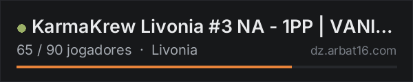 KarmaKrew Livonia #3 NA - 1PP | VANILLA + MODS na lista de servidores de DayZ da AR16